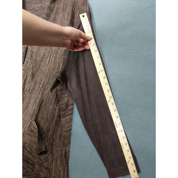 LOGO LORI GOLDSTEIN Womens Zip Cardigan 2X Mixed Media Heather Brown Faux Suede‎ - Picture 7 of 11